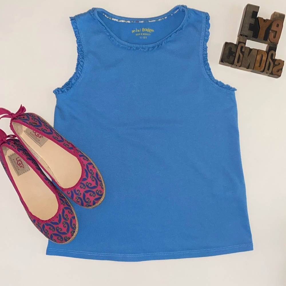 🇬🇧🟡 MINI BODEN Girl’s Sleeveless Tank in Blue